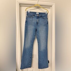 LOFT High Rise Flare - light/med wash, size 4